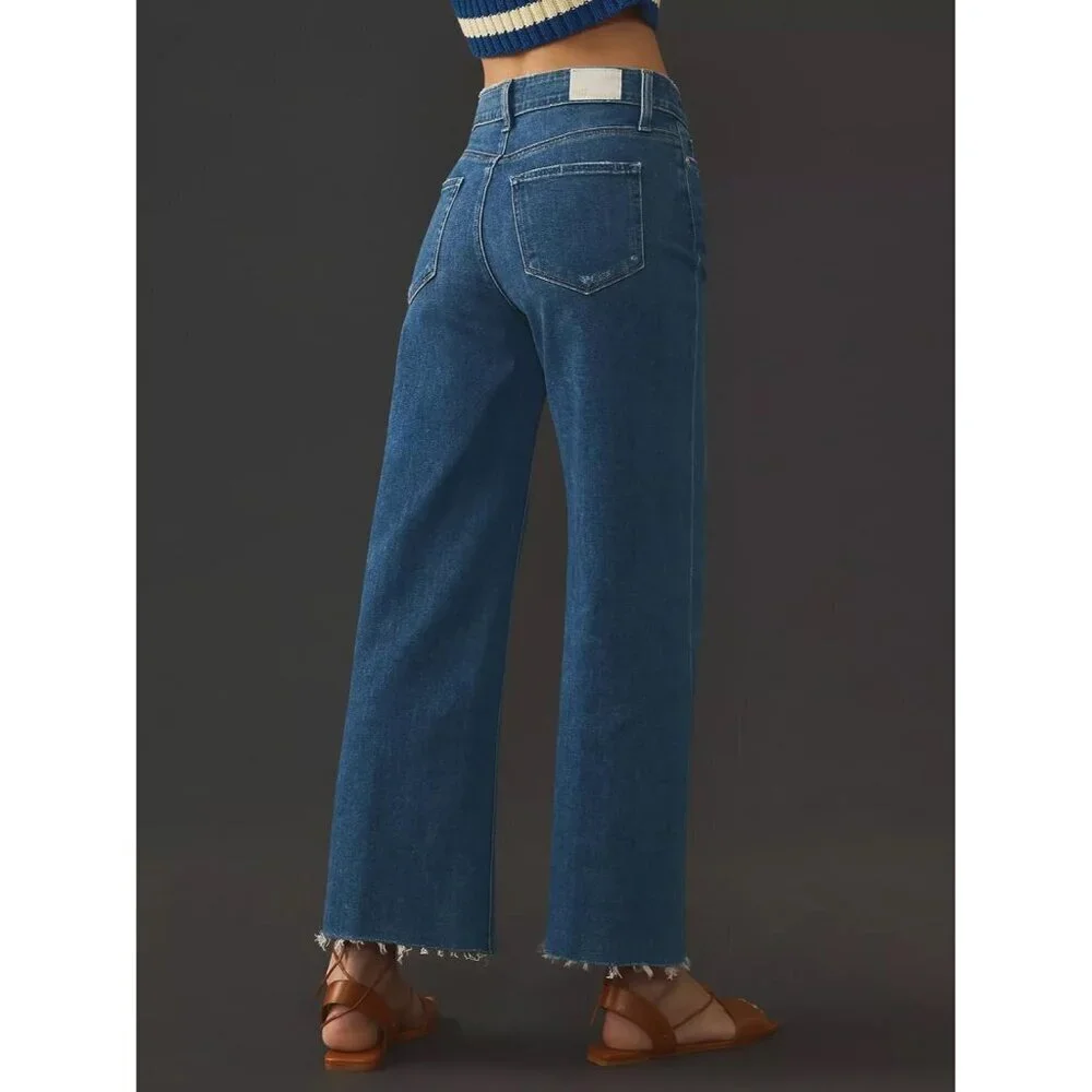 Women Wide Leg Jeans Stretchy High Waist Casual Pants Trendy Fall